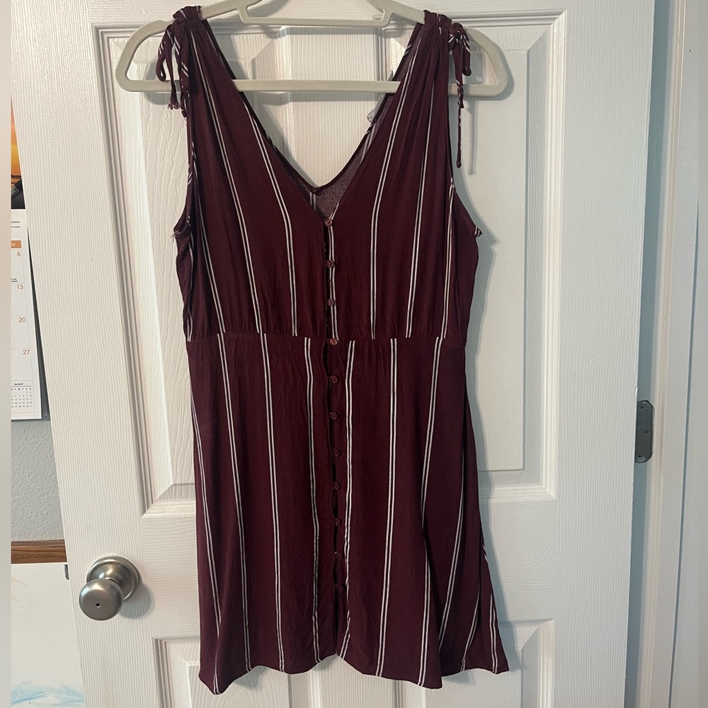 Red Striped Button Up Dress